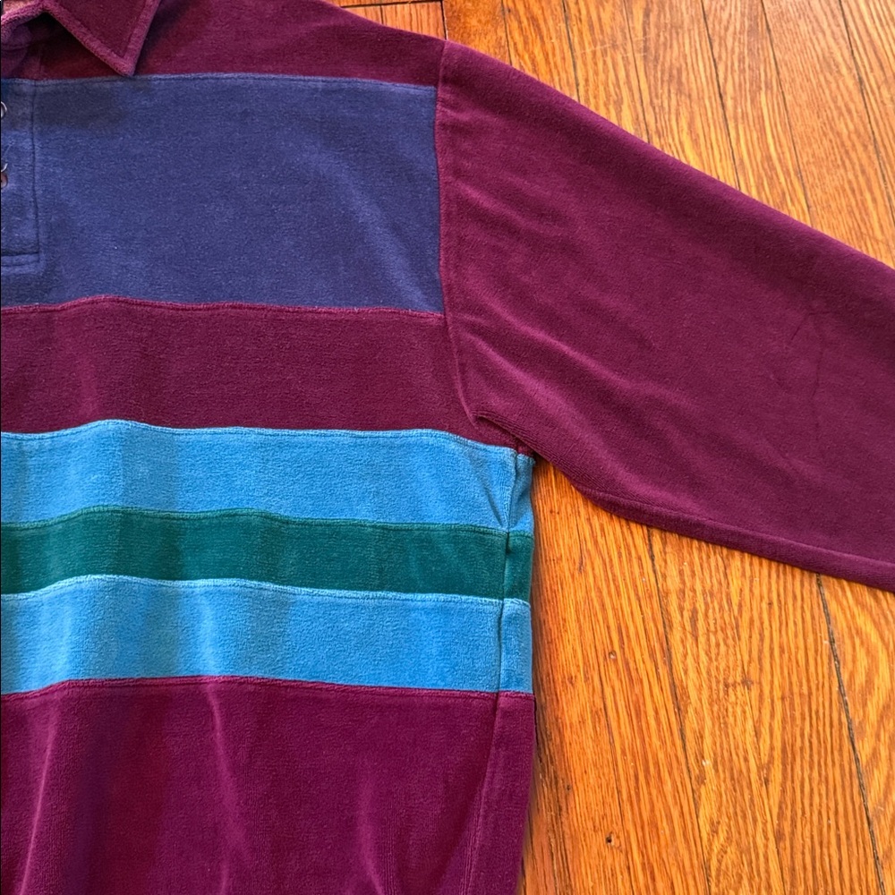 90’s Velour Vintage Rugby Style Collared Shirt - Picture 7 of 11
